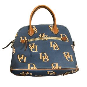 Dooney & Bourke Blue and Tan Monogrammed Dome Satchel
